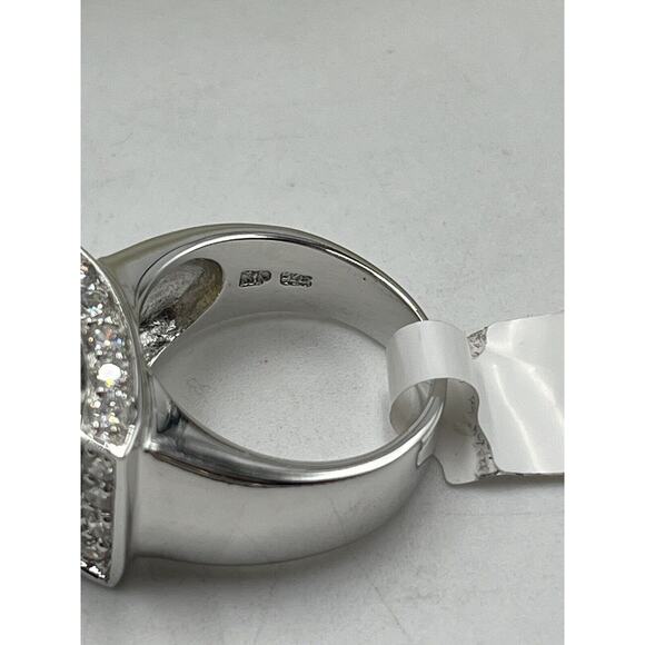 Sterling Silver Large Yellow CZ Pave White Cubic Zirconia Ring Sz 7.25 new - Picture 14 of 14